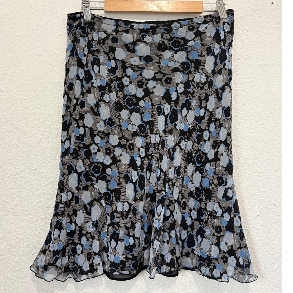 Vintage Silk Floral Midi Skirt Whimsygoth Fairy Cottage Whimsical Girly